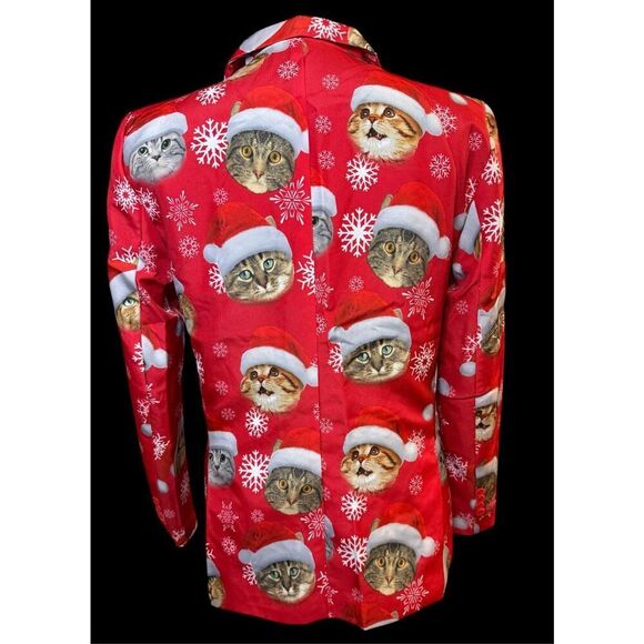 Dec 25th Ugly Christmas Blazer Cats Santa Sz. S - Picture 7 of 8